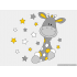 Giraf Zazu met sterren/bloemen - okergeel (naam optioneel) (60x60cm)